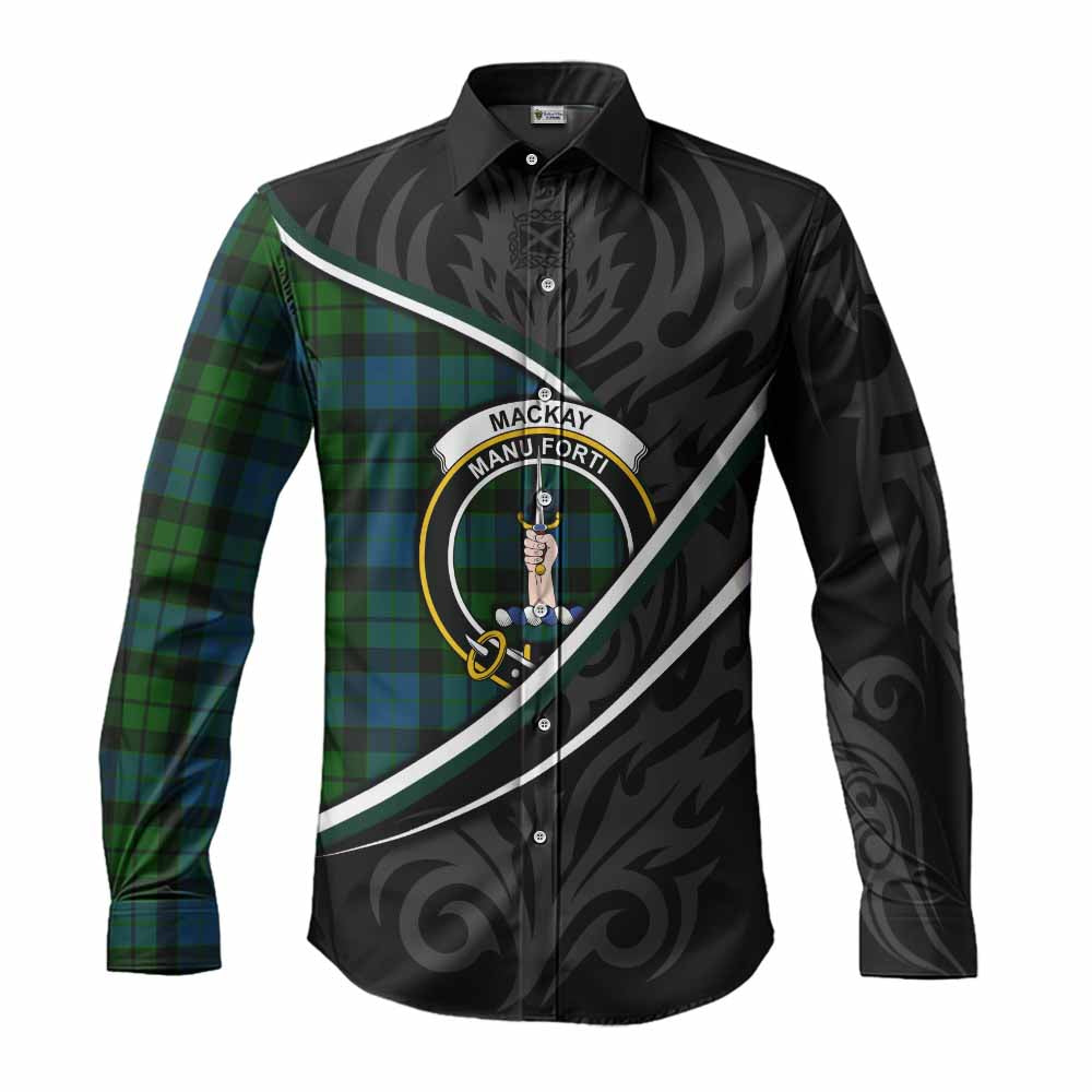 MacKay (McKay) Tartan Family Crest Long Sleeve Button Shirts Celtic Scottish Thistle Floral - Tartan Vibes Clothing