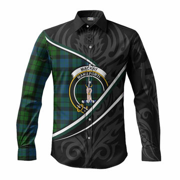MacKay (McKay) Tartan Family Crest Long Sleeve Button Shirts Celtic Scottish Thistle Floral