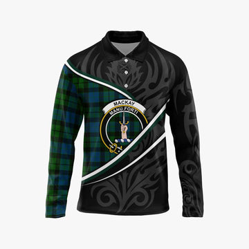 MacKay (McKay) Tartan Family Crest Long Sleeve Polo Shirt Celtic Scottish Thistle Floral