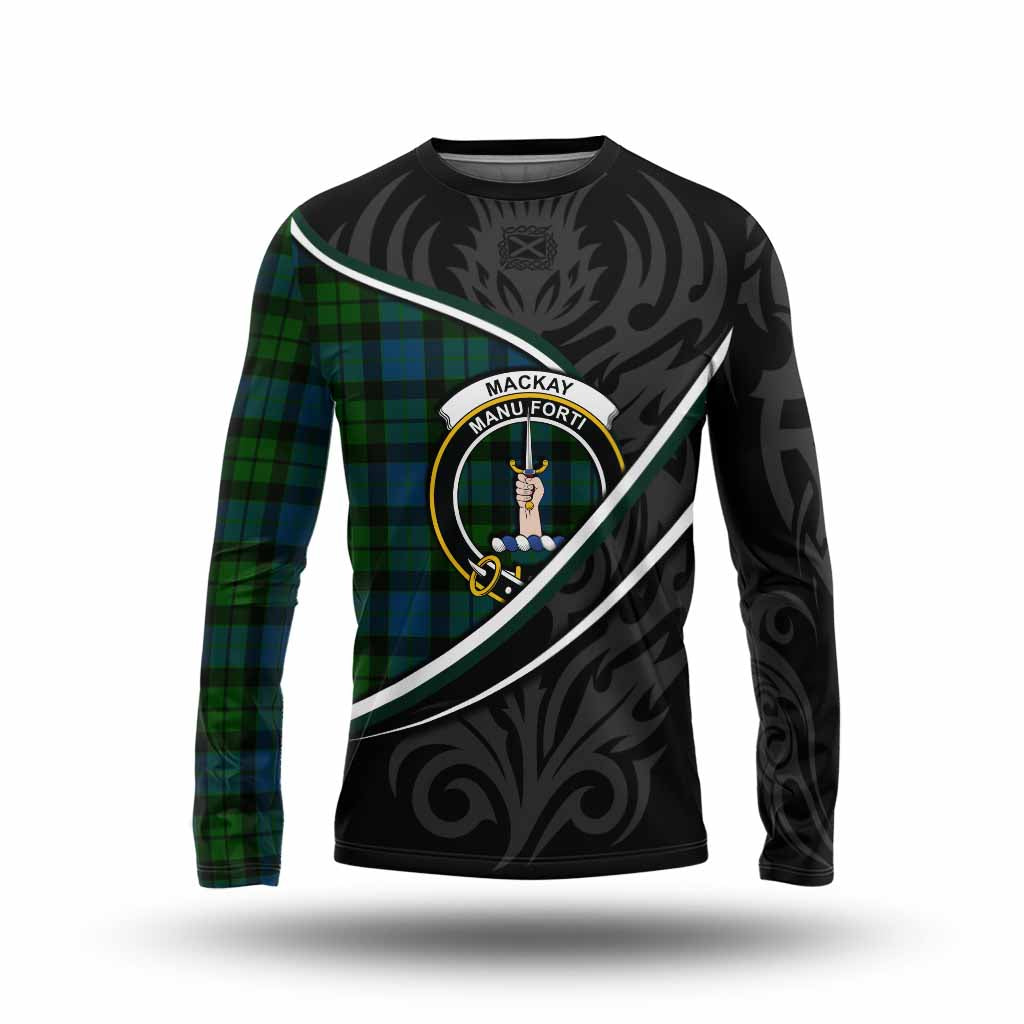 MacKay (McKay) Tartan Family Crest Long Sleeve T-Shirt Celtic Scottish Thistle Floral - Tartan Vibes Clothing