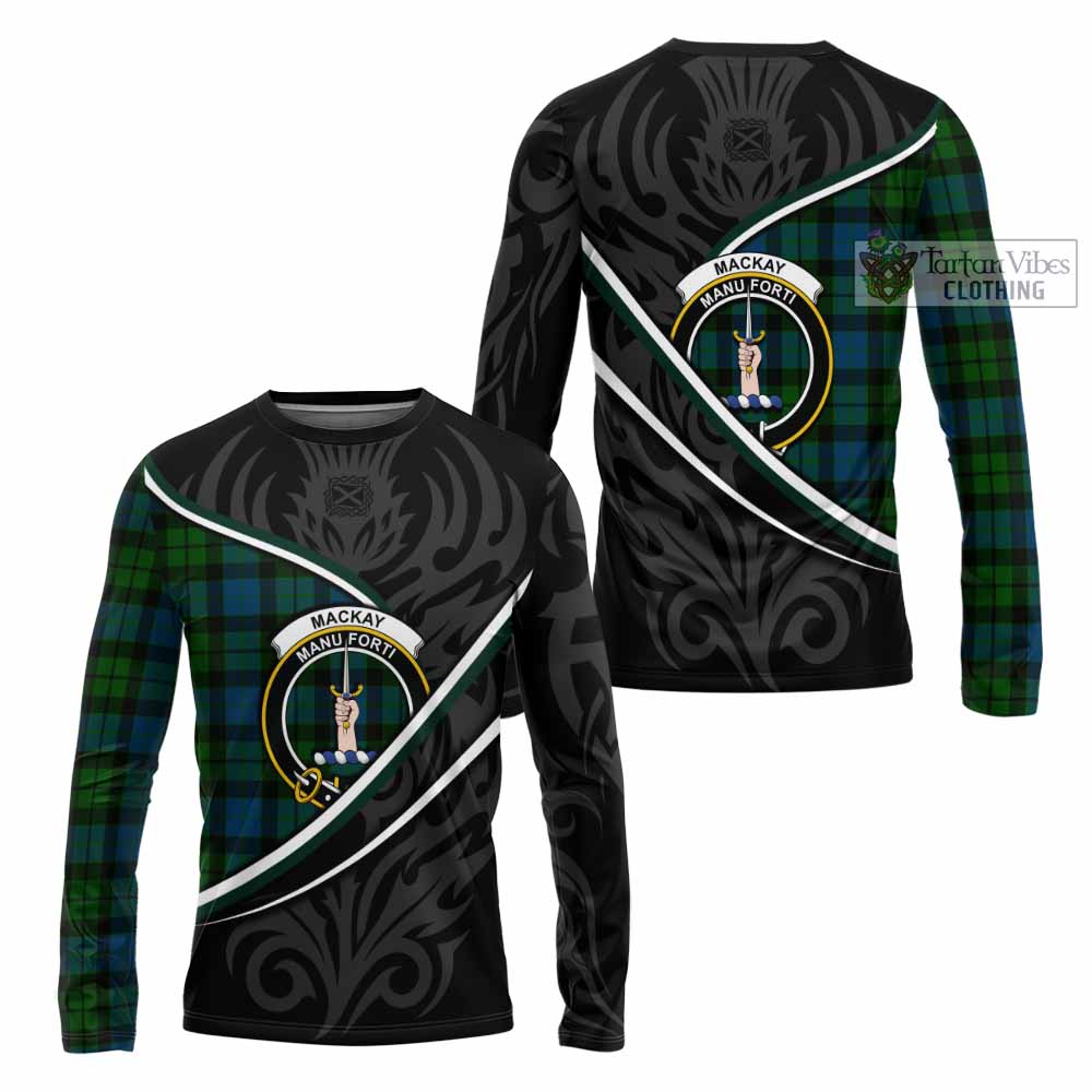 MacKay (McKay) Tartan Family Crest Long Sleeve T-Shirt Celtic Scottish Thistle Floral - Tartan Vibes Clothing
