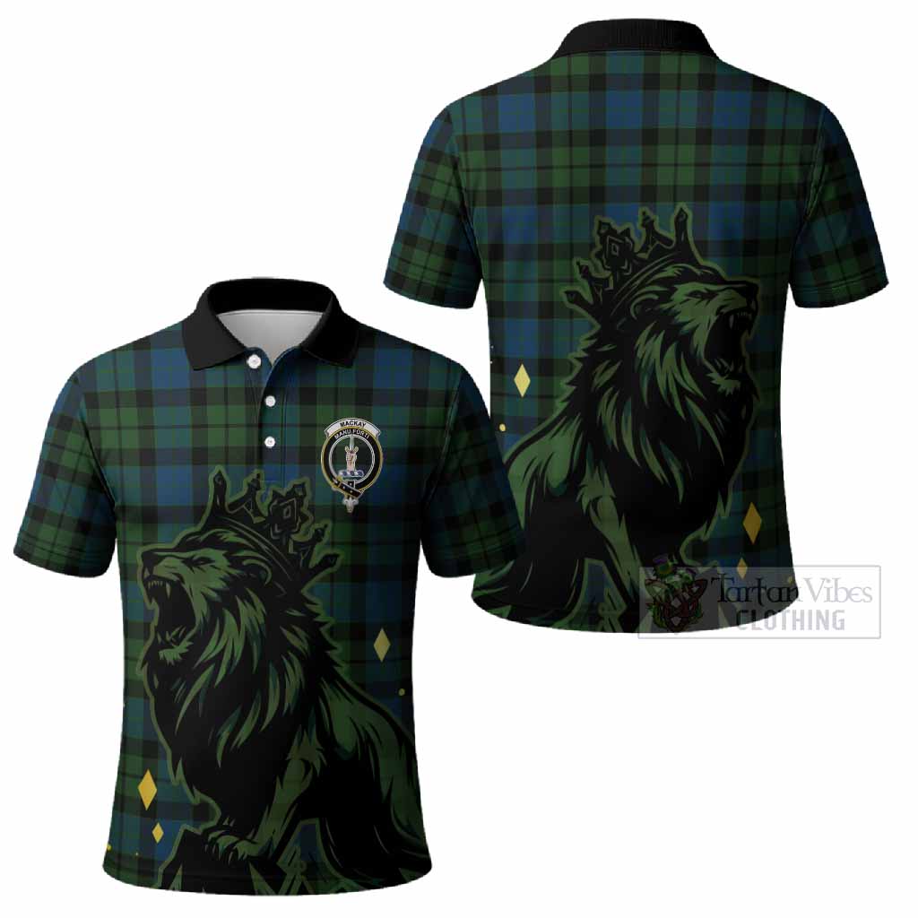 MacKay (McKay) Tartan Family Crest Polo Shirt Crowned Lion Roaring