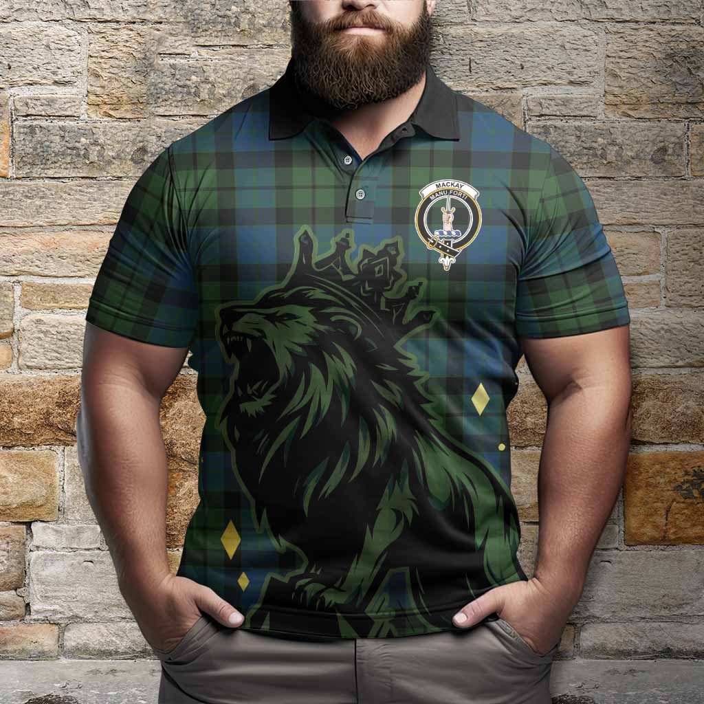 MacKay (McKay) Tartan Family Crest Polo Shirt Crowned Lion Roaring