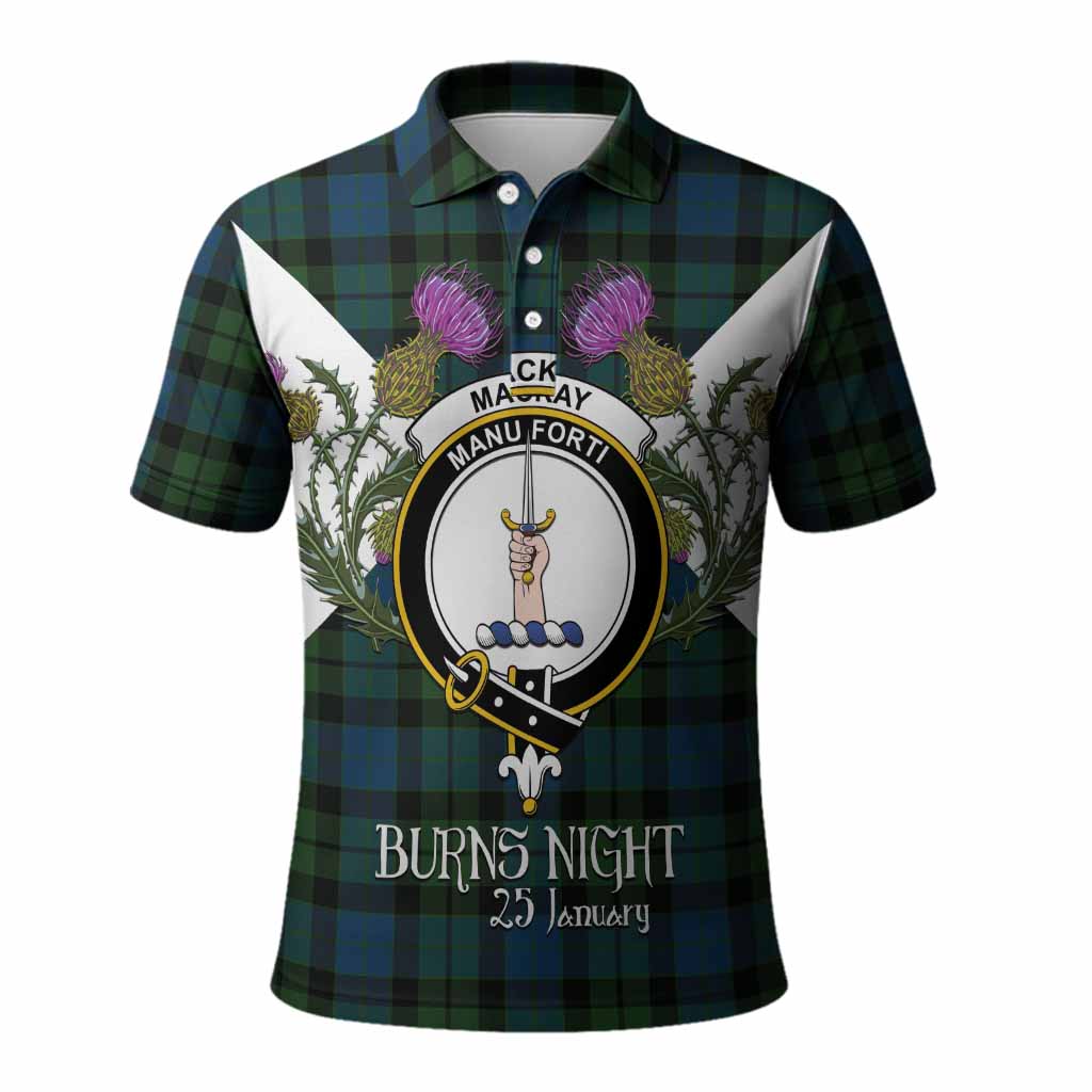 MacKay (McKay) Tartan Family Crest Polo Shirt Scottish Burns Night Thistle Floral