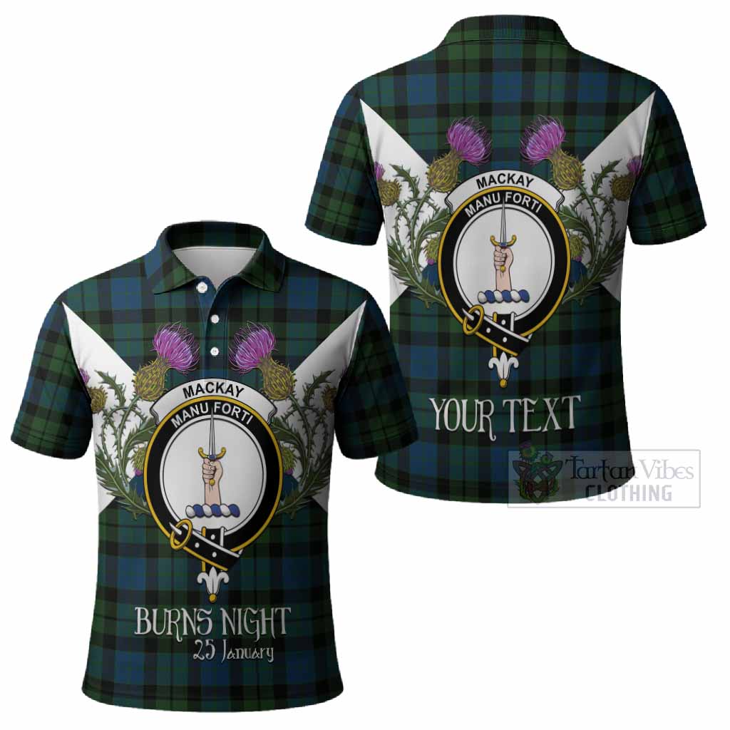 MacKay (McKay) Tartan Family Crest Polo Shirt Scottish Burns Night Thistle Floral