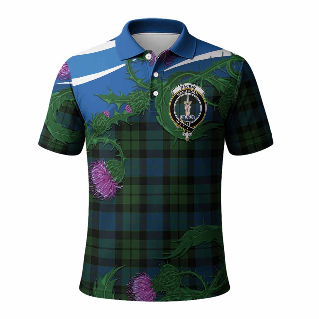 MacKay (McKay) Tartan Family Crest Polo Shirt Thistle in Minimalism