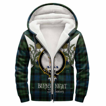 MacKay (McKay) Tartan Family Crest Sherpa Hoodie Scottish Burns Night Thistle Floral