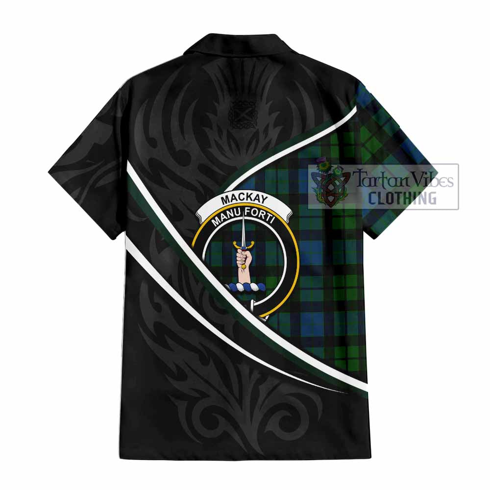 MacKay (McKay) Tartan Family Crest Short Sleeve Button Shirt Celtic Scottish Thistle Floral - Tartan Vibes Clothing