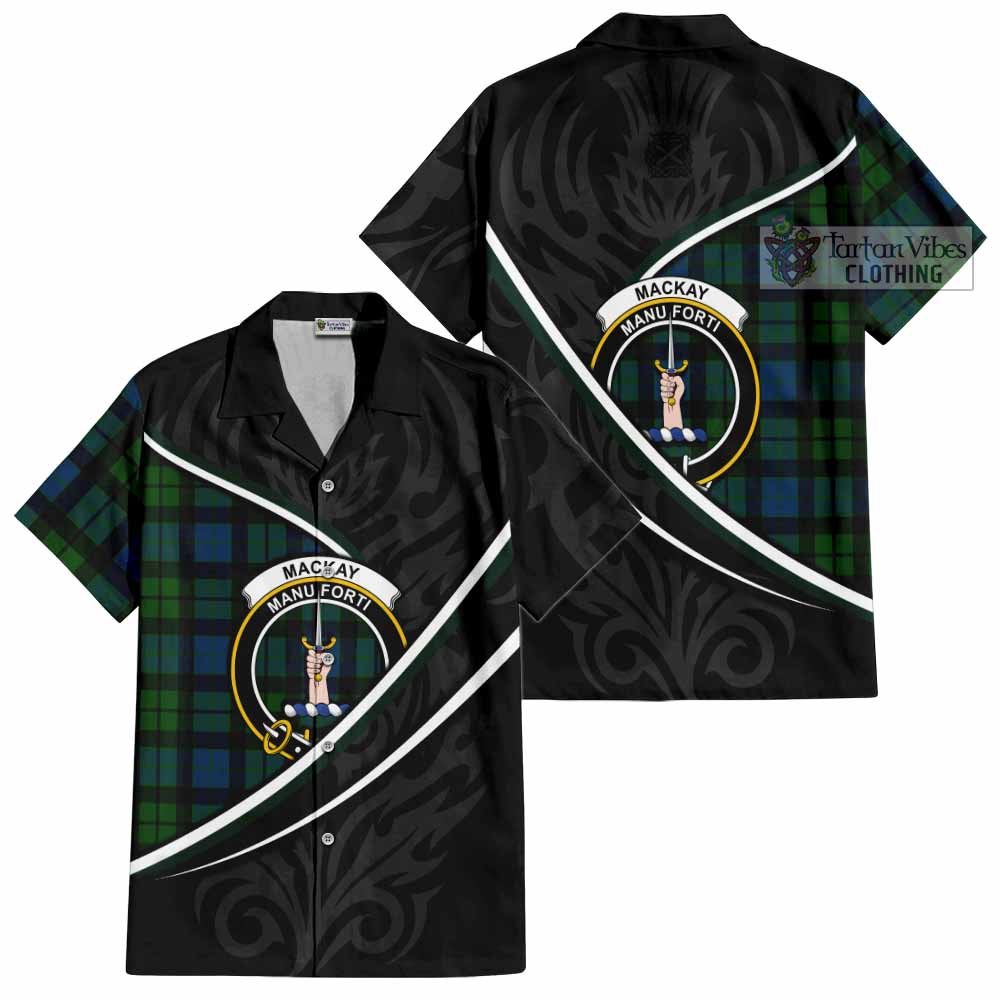 MacKay (McKay) Tartan Family Crest Short Sleeve Button Shirt Celtic Scottish Thistle Floral - Tartan Vibes Clothing