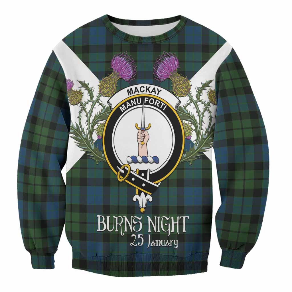 MacKay (McKay) Tartan Family Crest Sweatshirt Scottish Burns Night Thistle Floral