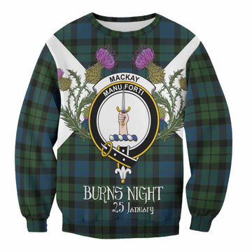 MacKay (McKay) Tartan Family Crest Sweatshirt Scottish Burns Night Thistle Floral