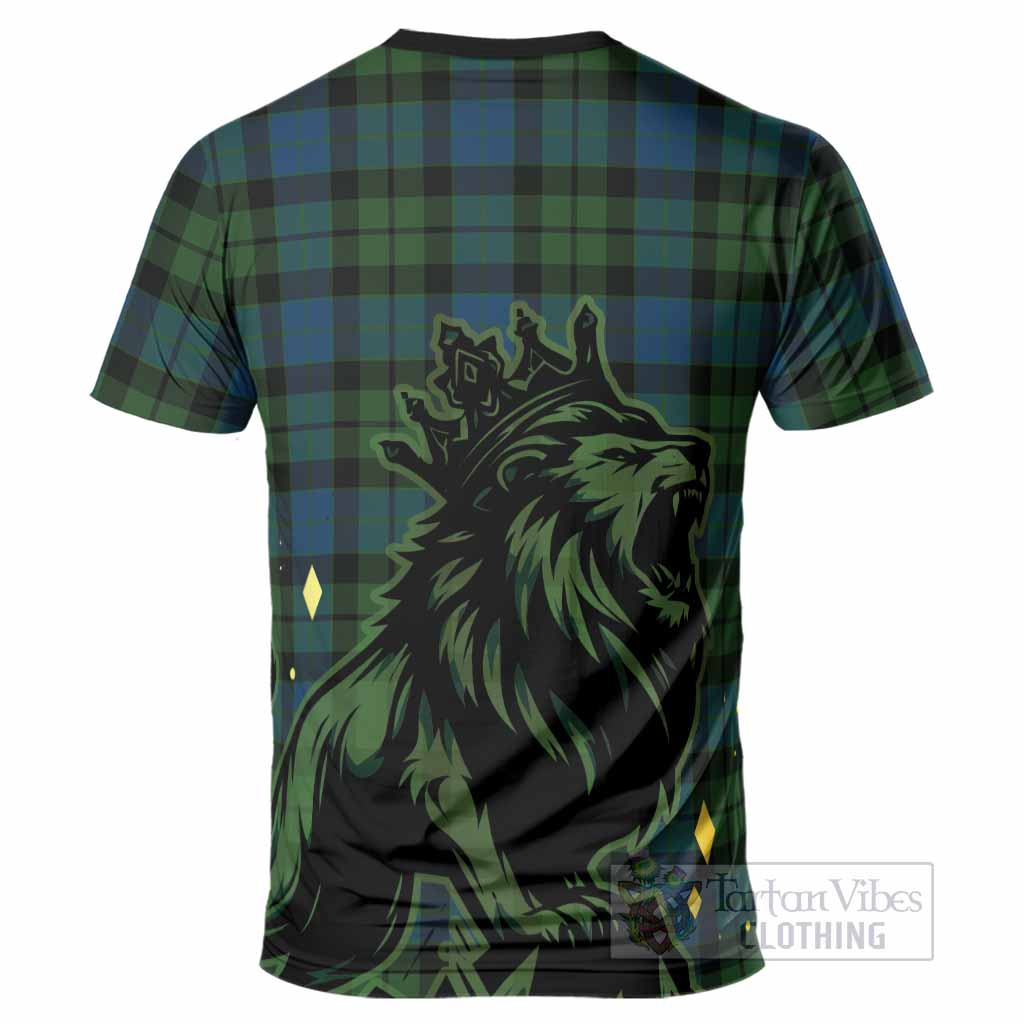 MacKay (McKay) Tartan Family Crest T-Shirt Crowned Lion Roaring