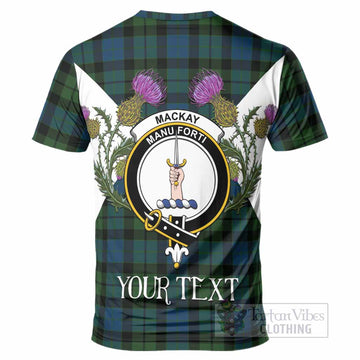 MacKay (McKay) Tartan Family Crest T-Shirt Scottish Burns Night Thistle Floral