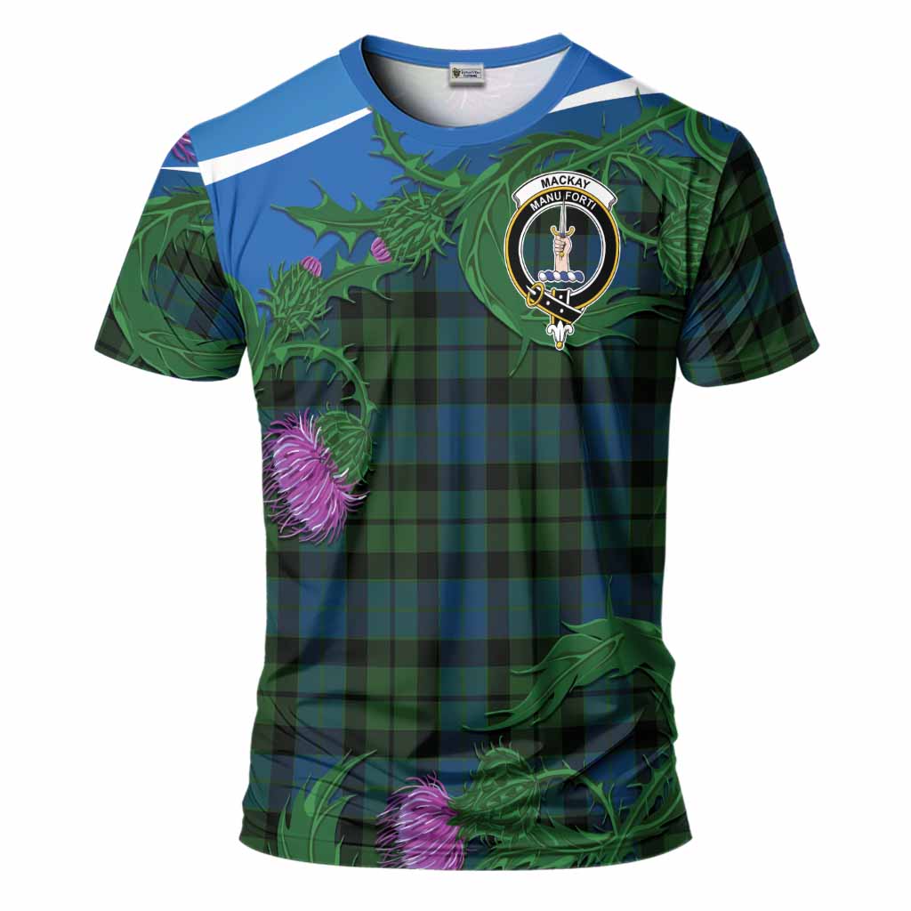MacKay (McKay) Tartan Family Crest T-Shirt Thistle in Minimalism