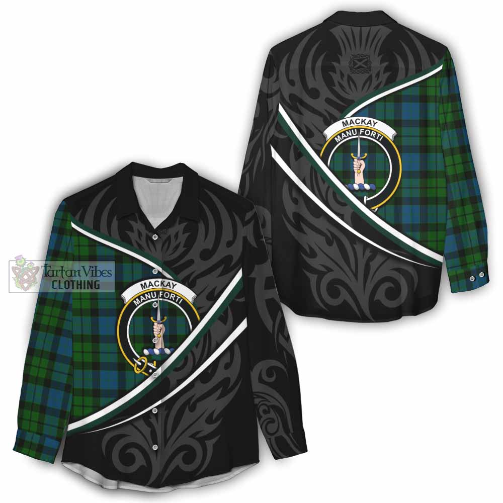 MacKay (McKay) Tartan Family Crest Women Casual Shirt Celtic Scottish Thistle Floral - Tartan Vibes Clothing