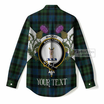 MacKay (McKay) Tartan Family Crest Women Casual Shirt Scottish Burns Night Thistle Floral