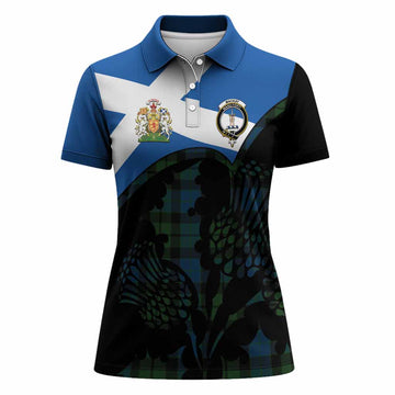 MacKay (McKay) Tartan Family Crest Women Polo Shirt Scotland Thistle Floral Flag Style