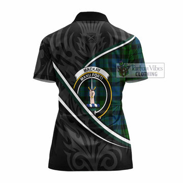 MacKay (McKay) Tartan Family Crest Women's Polo Shirt Celtic Scottish Thistle Floral