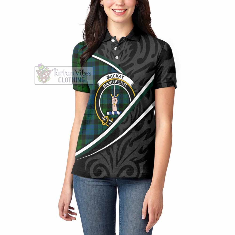 MacKay (McKay) Tartan Family Crest Women's Polo Shirt Celtic Scottish Thistle Floral - Tartan Vibes Clothing