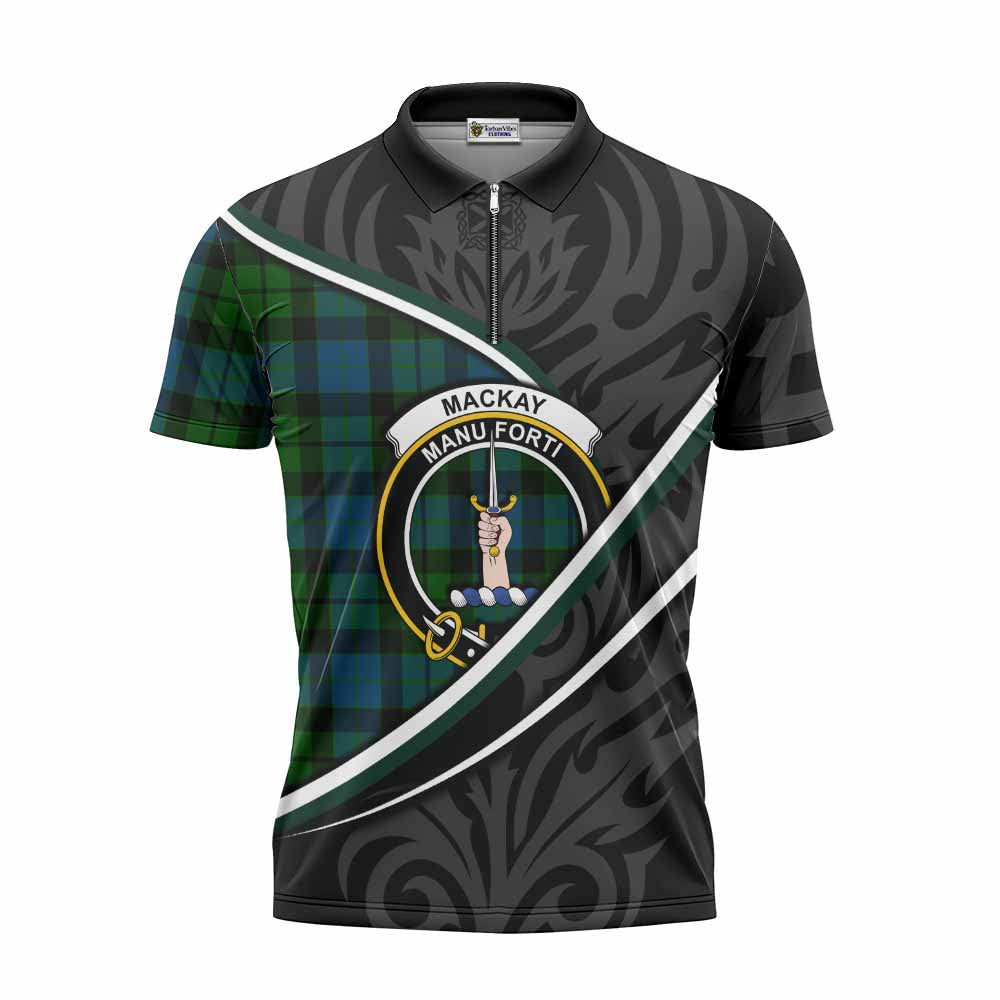 MacKay (McKay) Tartan Family Crest Zipper Polo Shirt Celtic Scottish Thistle Floral - Tartan Vibes Clothing