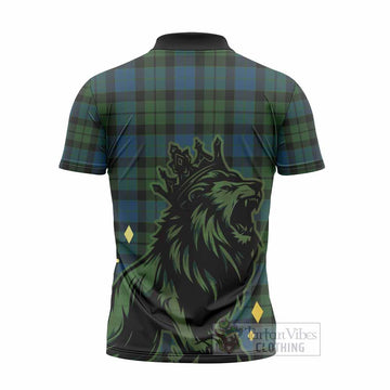 MacKay (McKay) Tartan Family Crest Zipper Polo Shirt Crowned Lion Roaring