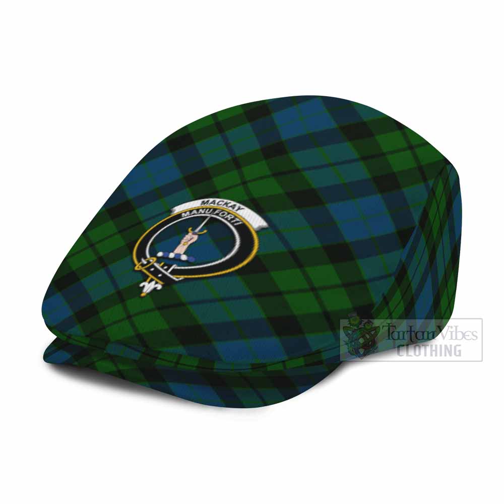 MacKay (McKay) Tartan Flat Cap, Jeff Cap Cross Style with Family Crest - Tartan Vibes Clothing