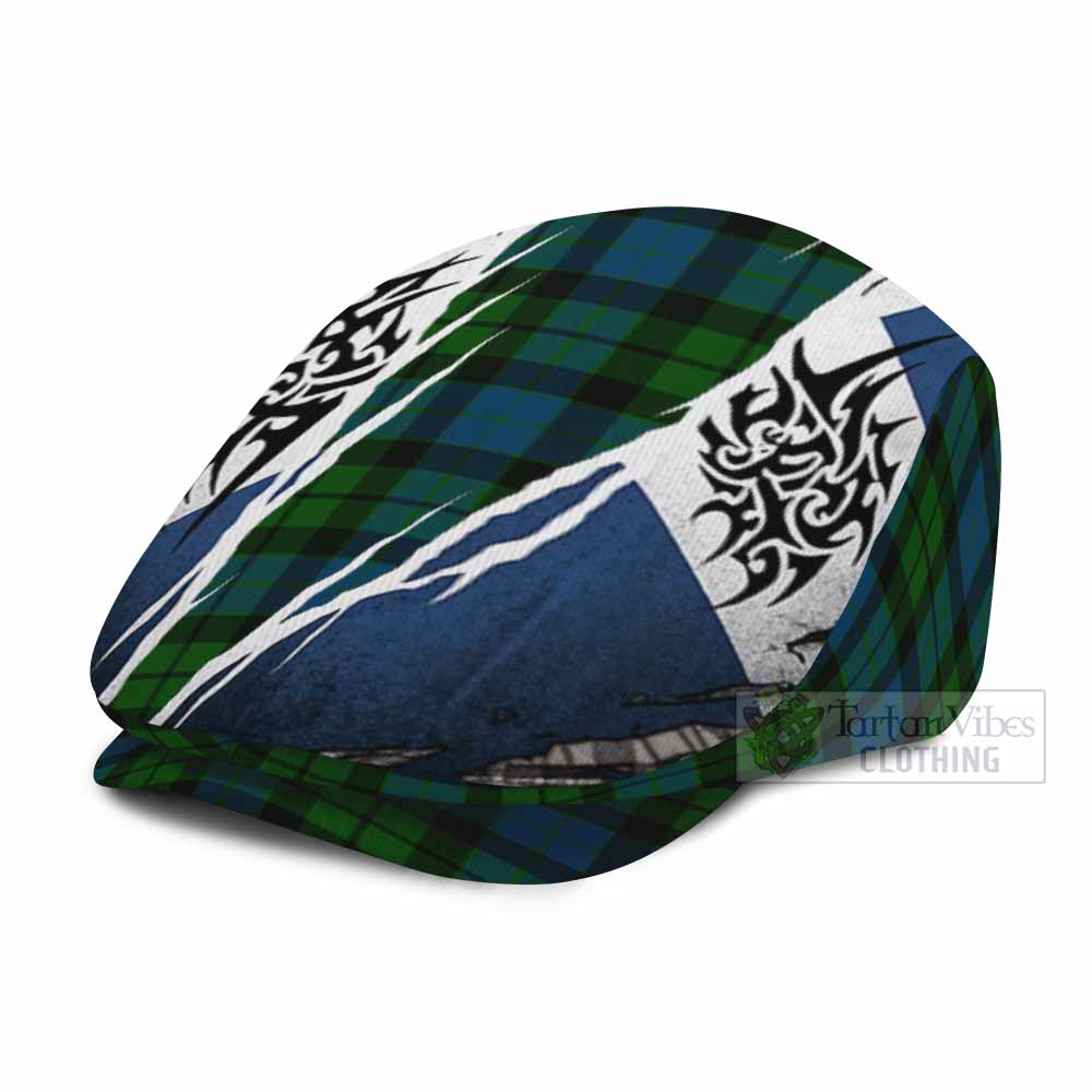 MacKay (McKay) Tartan Flat Cap, Jeff Cap Scotland Flag Ripped Tribal Design