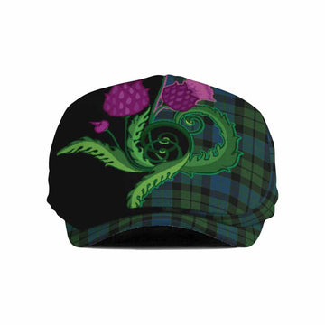 MacKay (McKay) Tartan Flat Cap, Jeff Cap Traditional Scottish Thistle