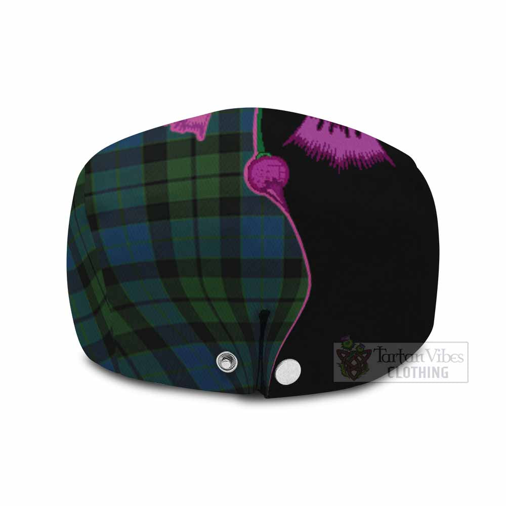 MacKay (McKay) Tartan Flat Cap, Jeff Cap Traditional Scottish Thistle