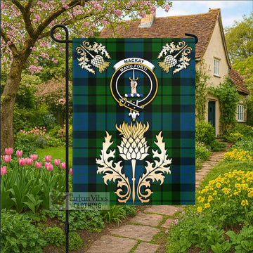 MacKay (McKay) Tartan Garden Flag with Golden Regal Scottish Thistle Emblem - Tartan Vibes Clothing