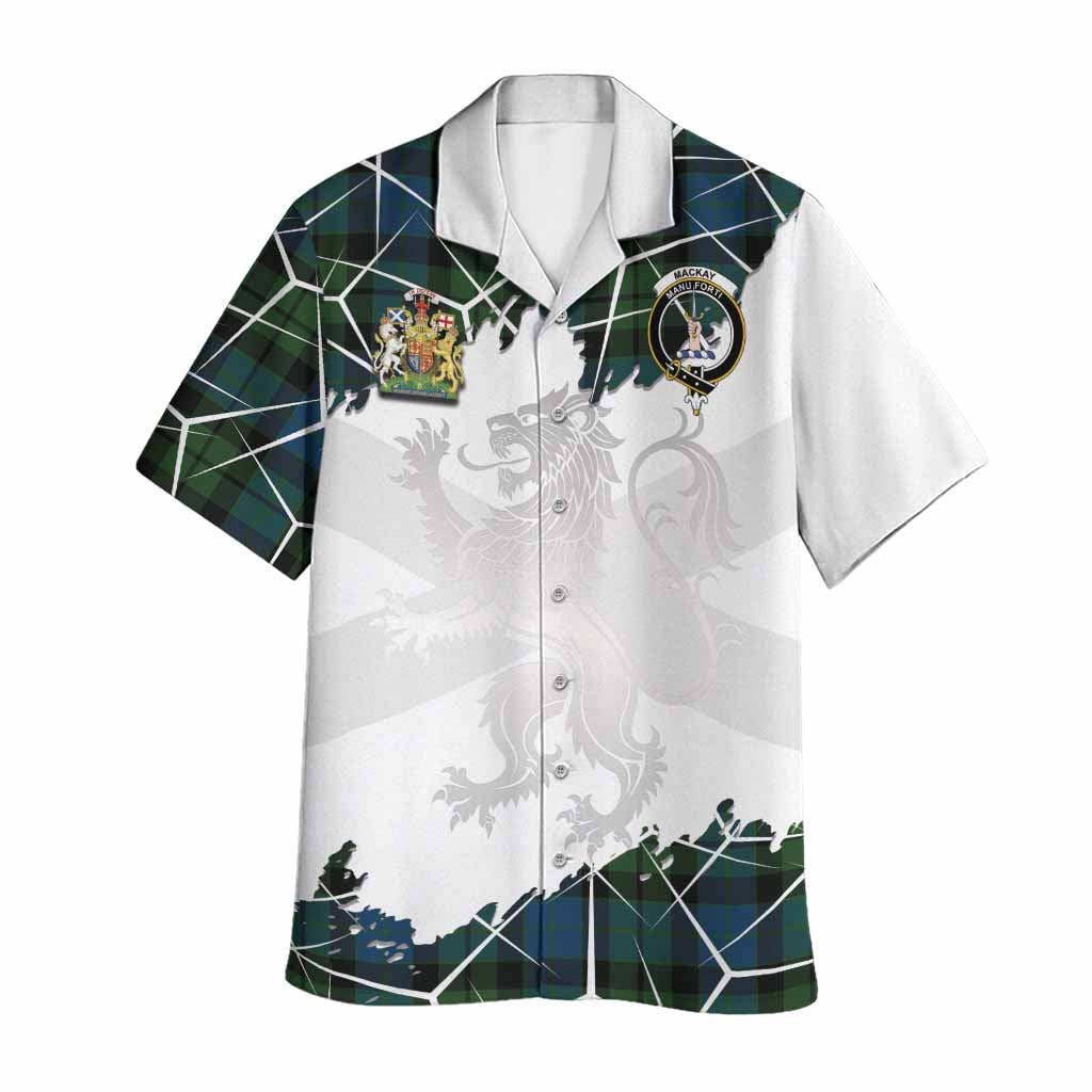MacKay (McKay) Tartan Hawaiian Shirt with Family Crest and Lion Rampant Grunge Style