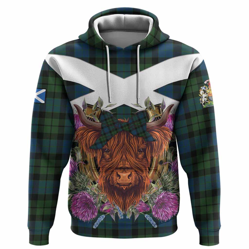 MacKay (McKay) Tartan Hoodie Scottish Thistle Heilan Coo