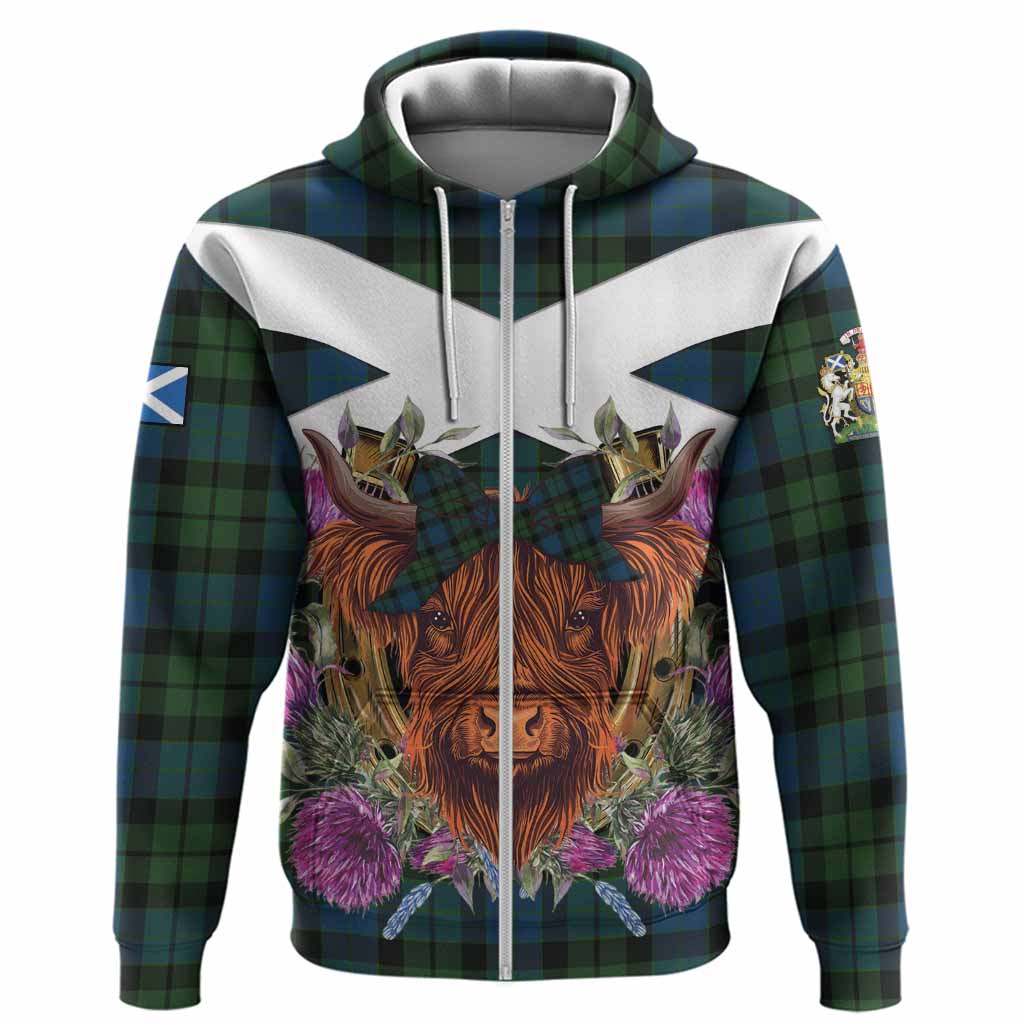 MacKay (McKay) Tartan Hoodie Scottish Thistle Heilan Coo