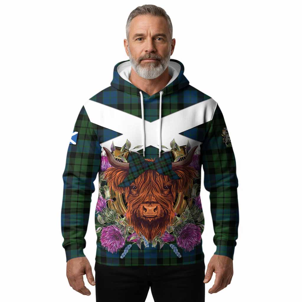 MacKay (McKay) Tartan Hoodie Scottish Thistle Heilan Coo