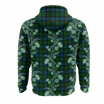 MacKay (McKay) Tartan Hoodie Seamless Scottish Thistle Flowers