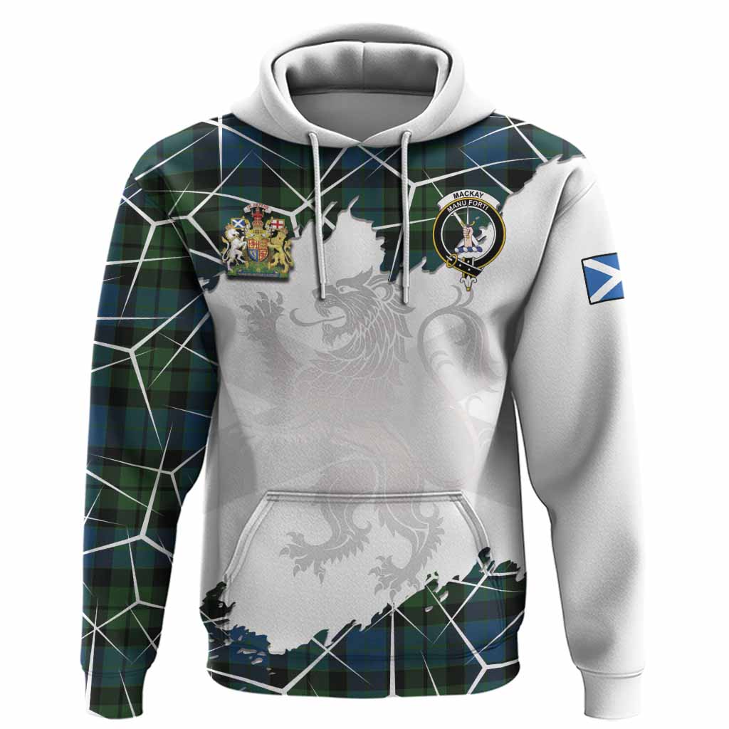 MacKay (McKay) Tartan Hoodie with Family Crest and Lion Rampant Grunge Style