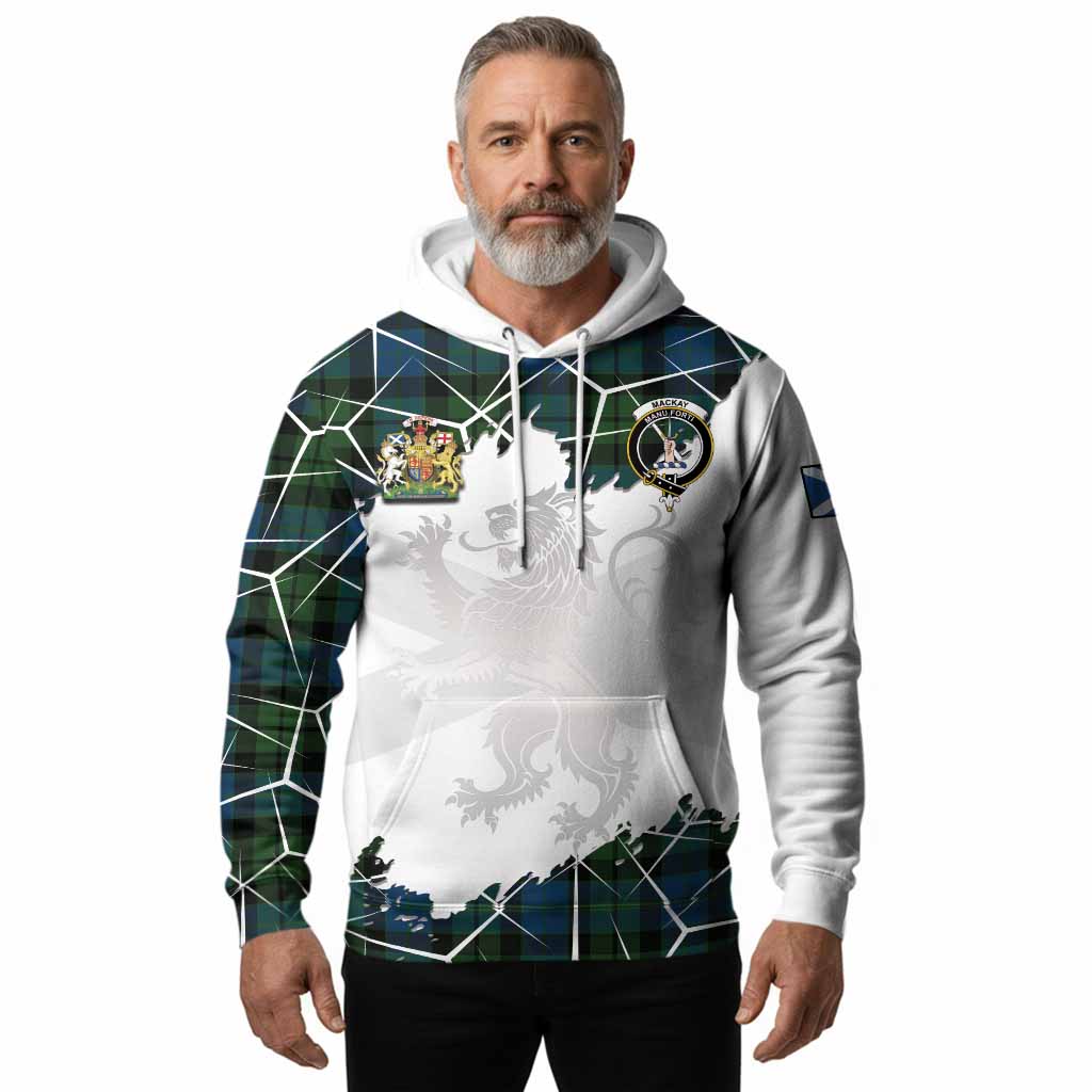 MacKay (McKay) Tartan Hoodie with Family Crest and Lion Rampant Grunge Style