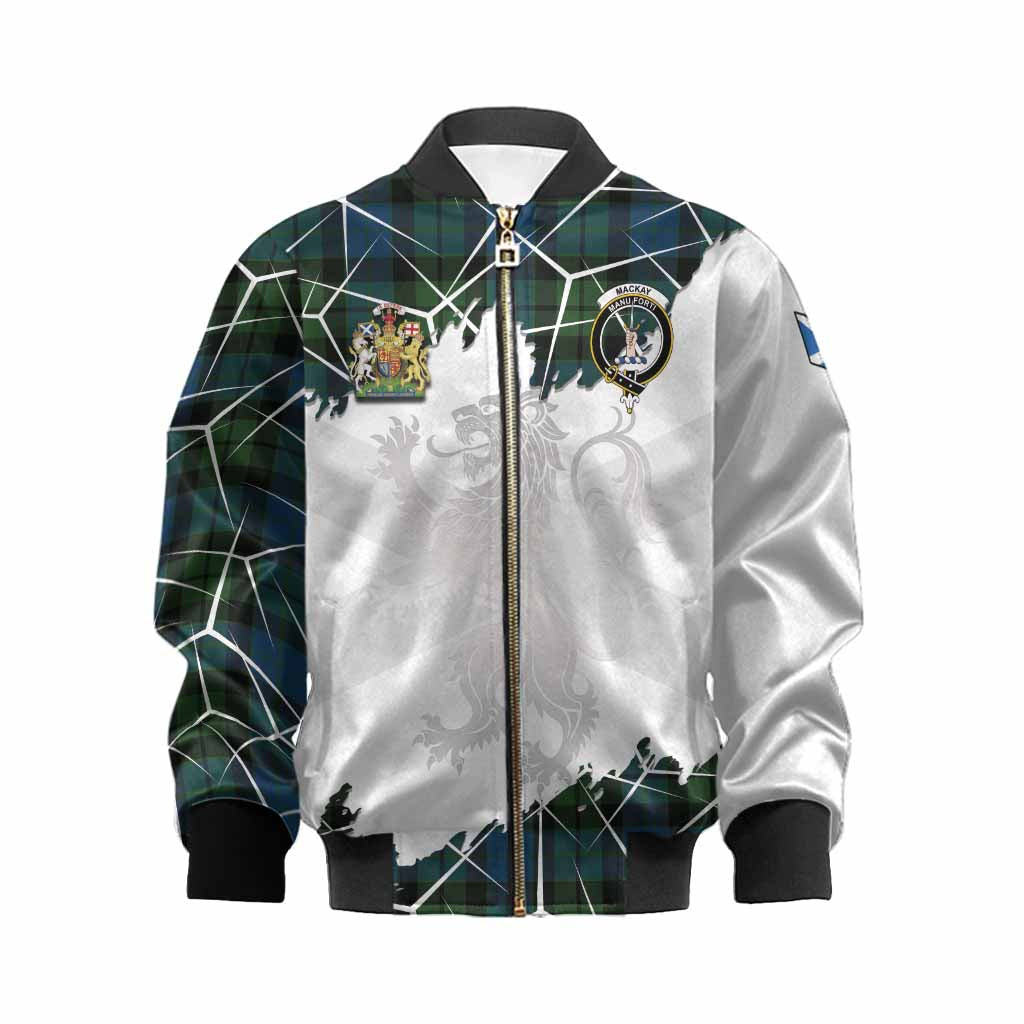 MacKay (McKay) Tartan Kid Bomber Jacket with Family Crest and Lion Rampant Grunge Style