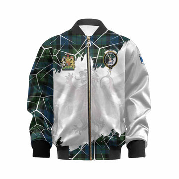 MacKay (McKay) Tartan Kid Bomber Jacket with Family Crest and Lion Rampant Grunge Style
