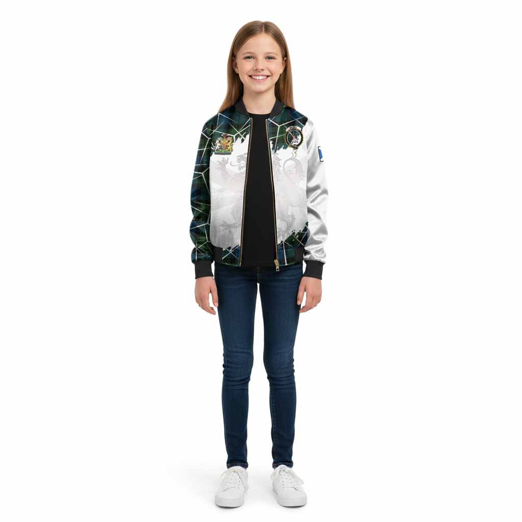 MacKay (McKay) Tartan Kid Bomber Jacket with Family Crest and Lion Rampant Grunge Style
