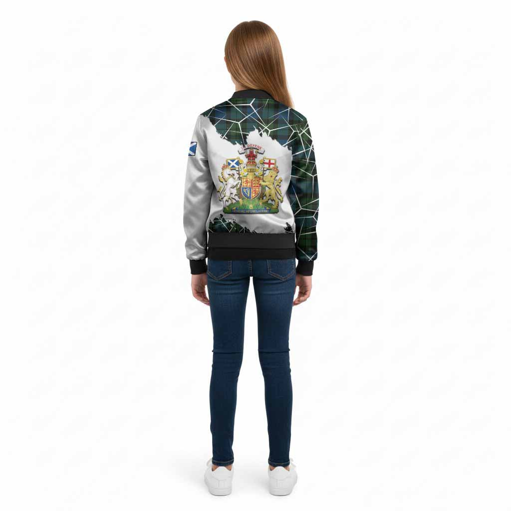 MacKay (McKay) Tartan Kid Bomber Jacket with Family Crest and Lion Rampant Grunge Style