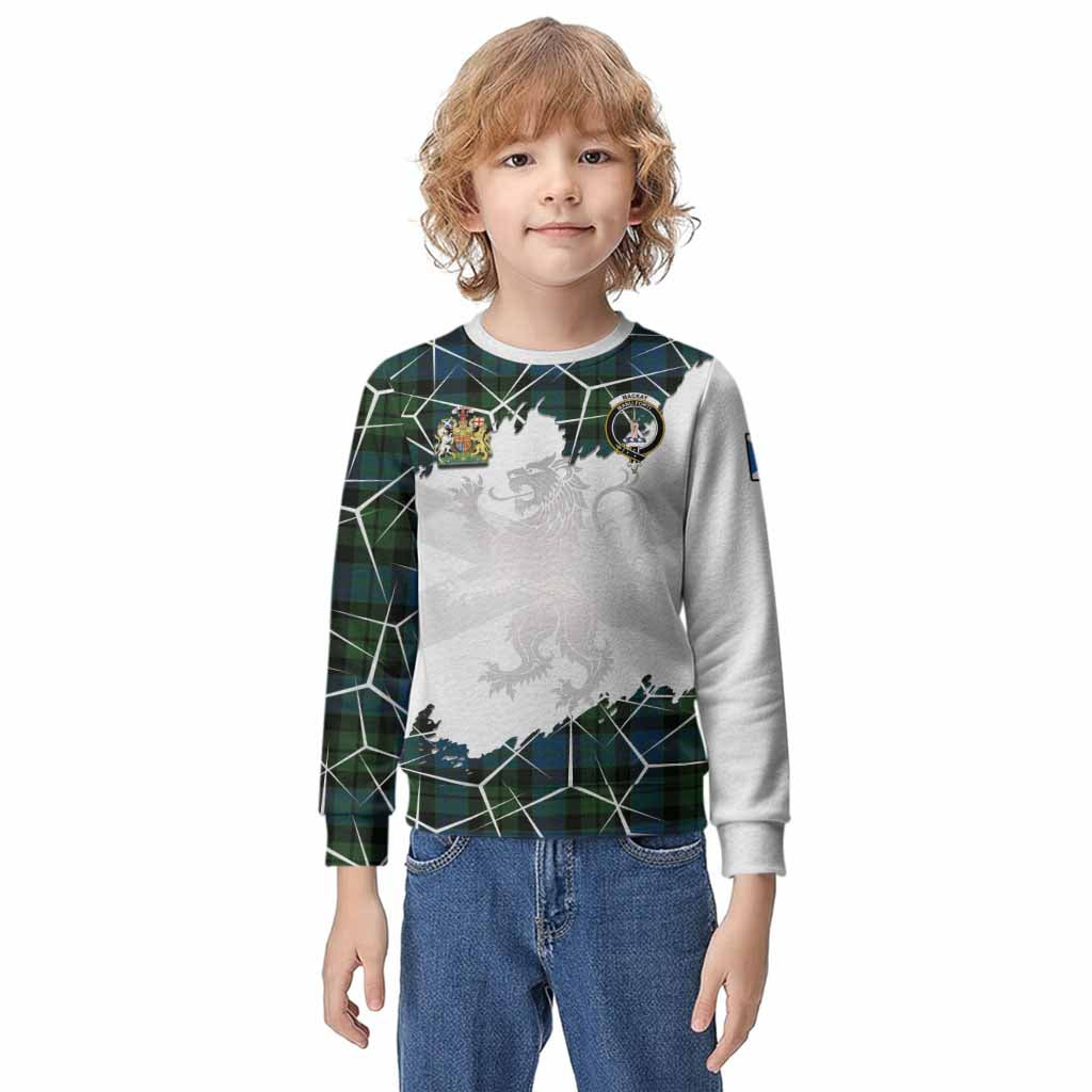 MacKay (McKay) Tartan Kid Knitted Sweatshirt with Family Crest and Lion Rampant Grunge Style