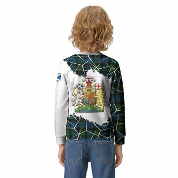 MacKay (McKay) Tartan Kid Knitted Sweatshirt with Family Crest and Lion Rampant Grunge Style