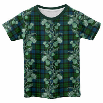 MacKay (McKay) Tartan Kid T-shirt Seamless Scottish Thistle Flowers