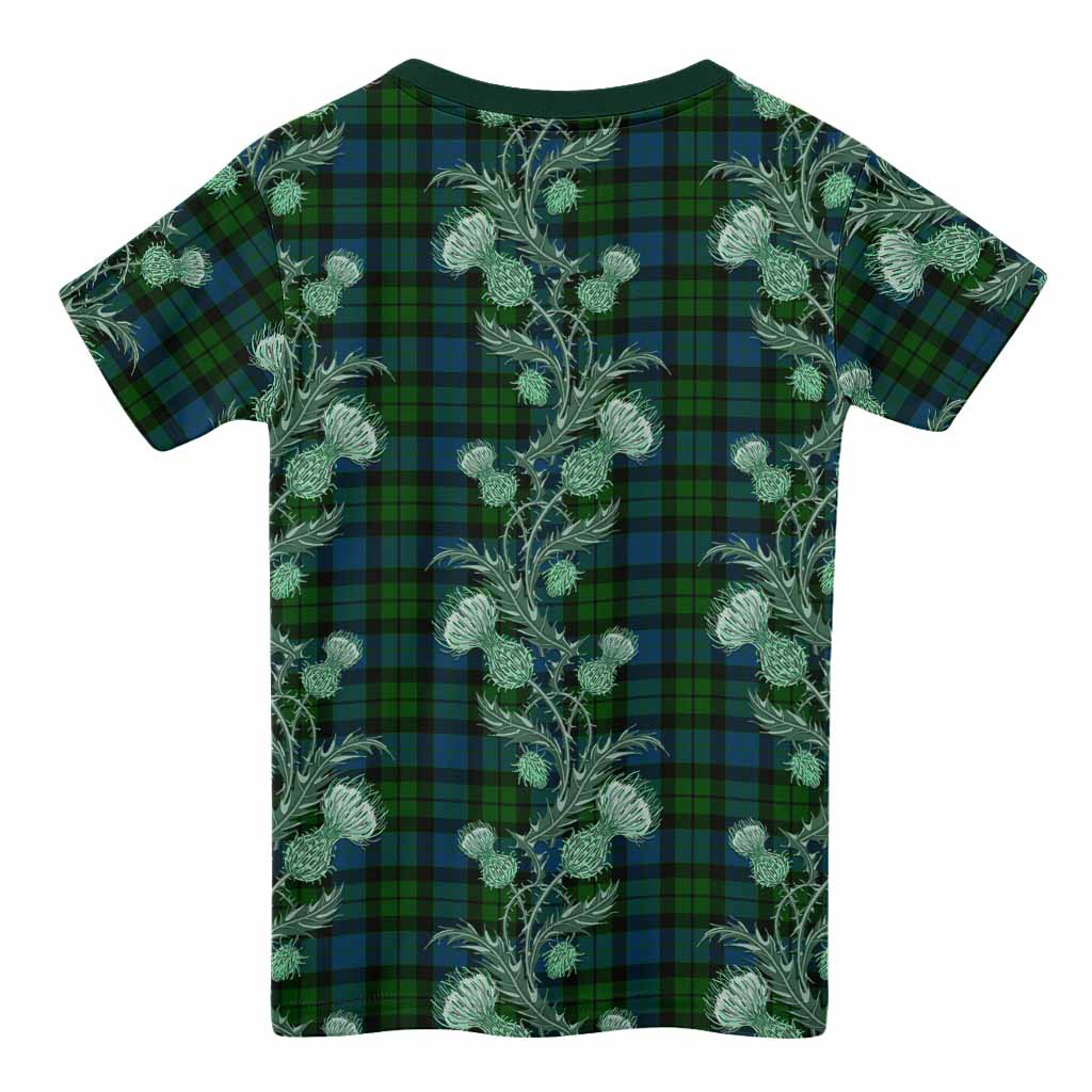 MacKay (McKay) Tartan Kid T-shirt Seamless Scottish Thistle Flowers