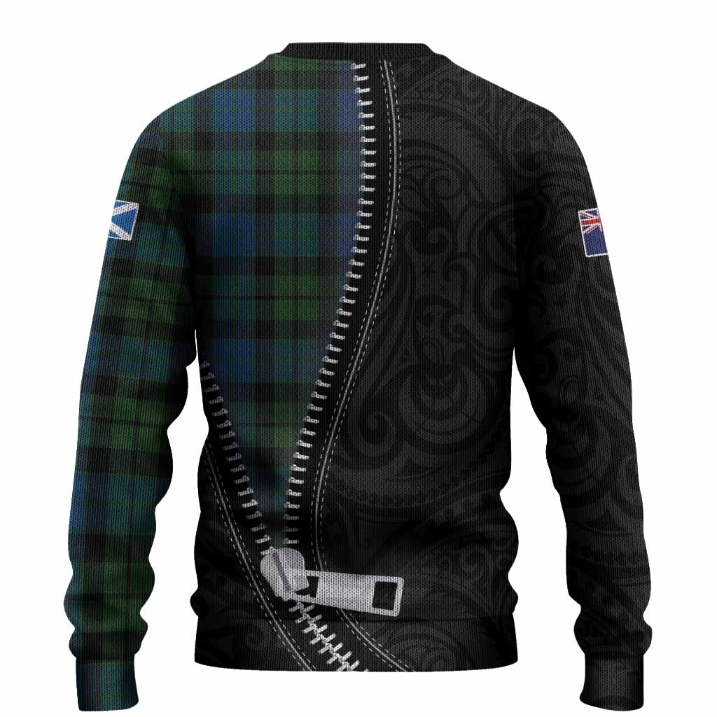 MacKay (McKay) Tartan Knitted Sweater New Zealand Pattern Unique Zipper Stylized