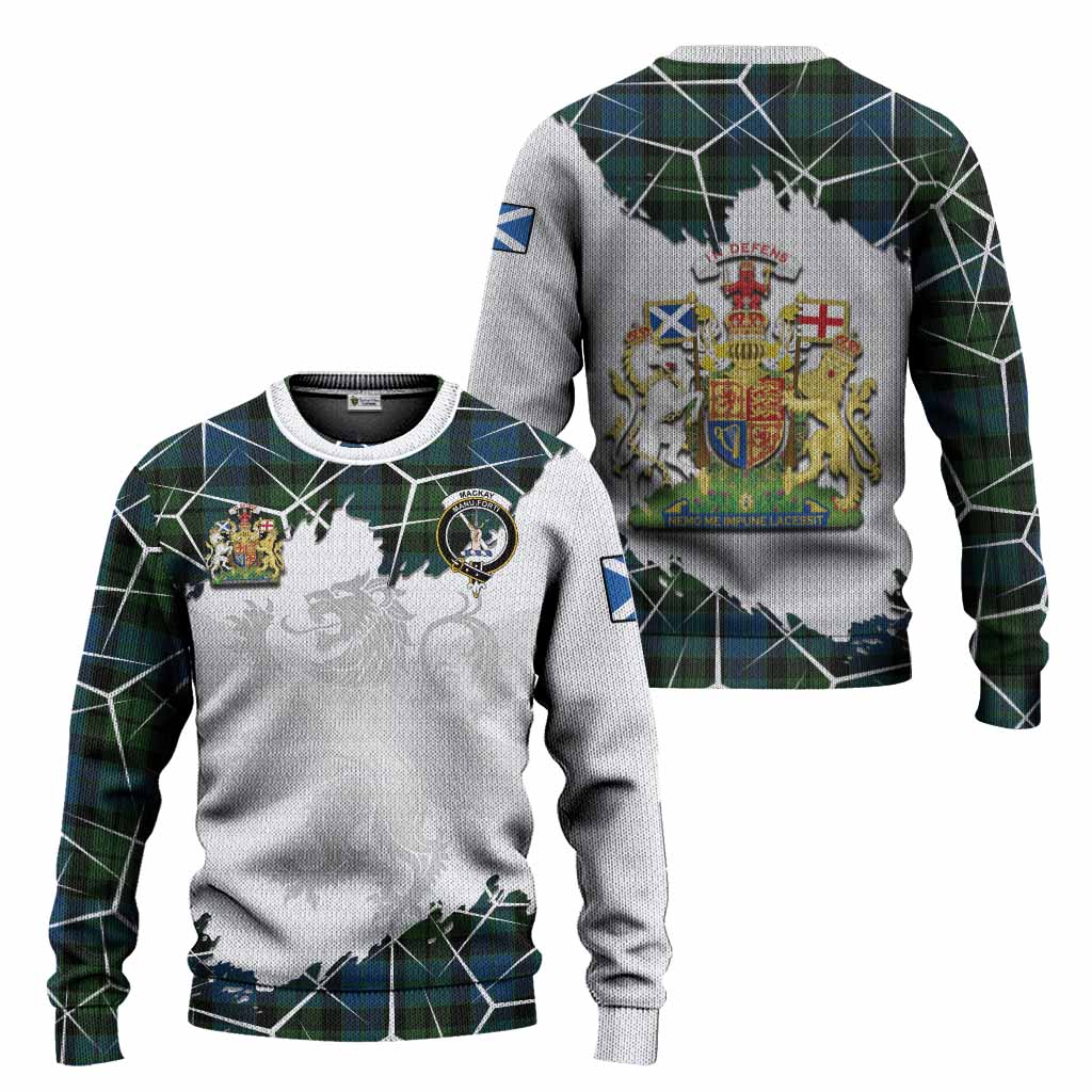 MacKay (McKay) Tartan Knitted Sweater with Family Crest and Lion Rampant Grunge Style