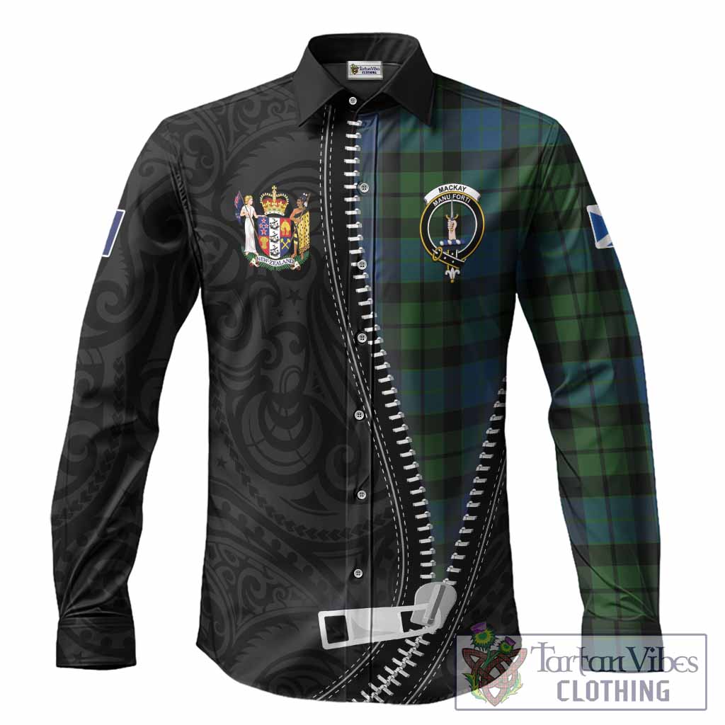 MacKay (McKay) Tartan Long Sleeve Button Shirts New Zealand Pattern Unique Zipper Stylized