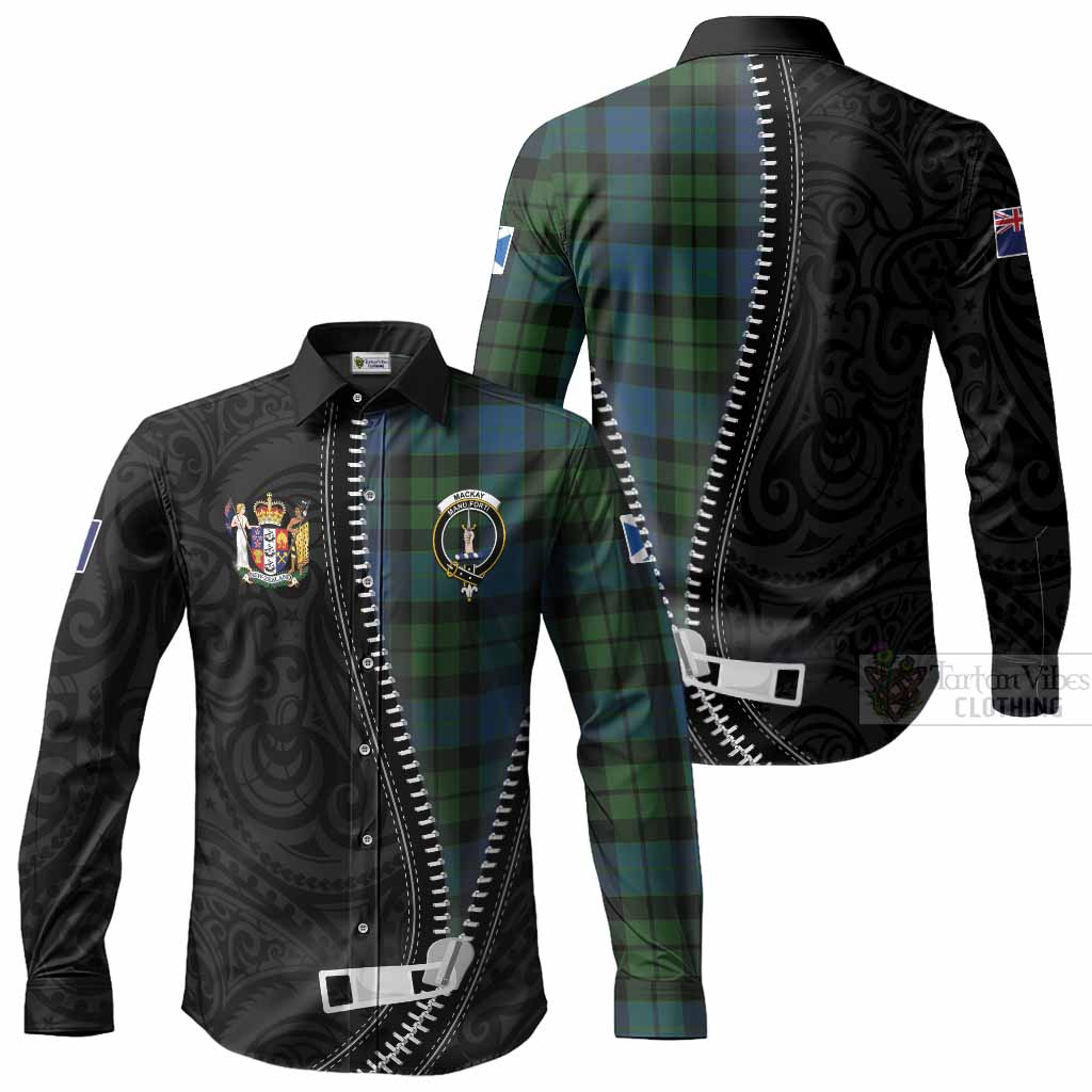 MacKay (McKay) Tartan Long Sleeve Button Shirts New Zealand Pattern Unique Zipper Stylized