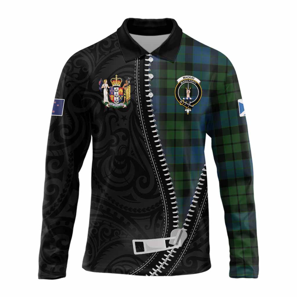 MacKay (McKay) Tartan Long Sleeve Polo Shirt New Zealand Pattern Unique Zipper Stylized